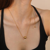 12mm Gold Bead 1.2mm Round Snake Chain 60cm Sweater Chain Necklace Two-Tone/Gold