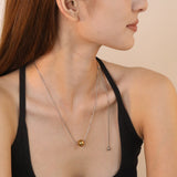 12mm Gold Bead 1.2mm Round Snake Chain 60cm Sweater Chain Necklace Two-Tone/Gold