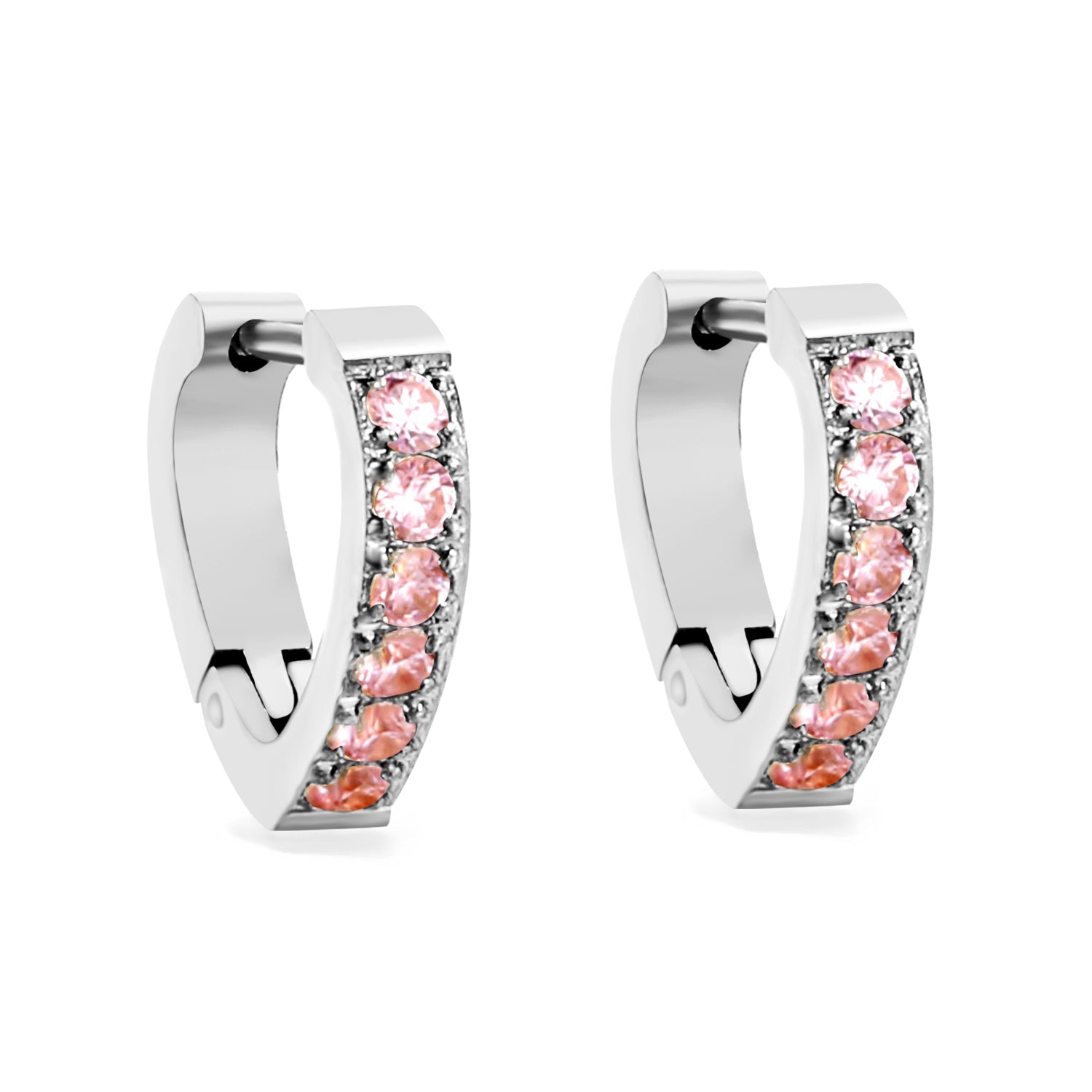 Heart Shaped Circle with White & Pink Diamonds Ear Clips 2.8*14.*12.8mm asonjewelry