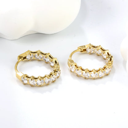 Thick 2.4*Wide 4.2*I.D. 14mm Ear Clips with rounded white/purple/pink zirconium steel/golden color asonjewelry