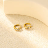 5.7 x 12.5mm Six-Piece Round White Zirconia Stud Earrings with 2.2mm Post and 10mm Inner Diameter, Gold