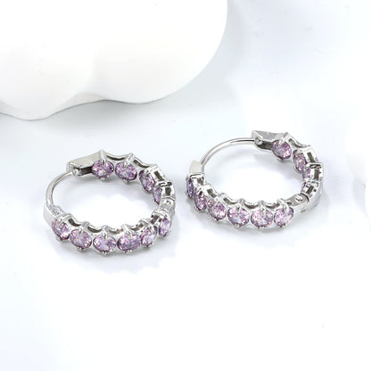 Thick 2.4*Wide 4.2*I.D. 14mm Ear Clips with rounded white/purple/pink zirconium steel/golden color asonjewelry