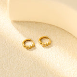 3.5 x 11mm Grass Ring with Imitation White Czech Diamonds, Ear Hook 2.2 x Inner Diameter 10mm, Earrings, Gold