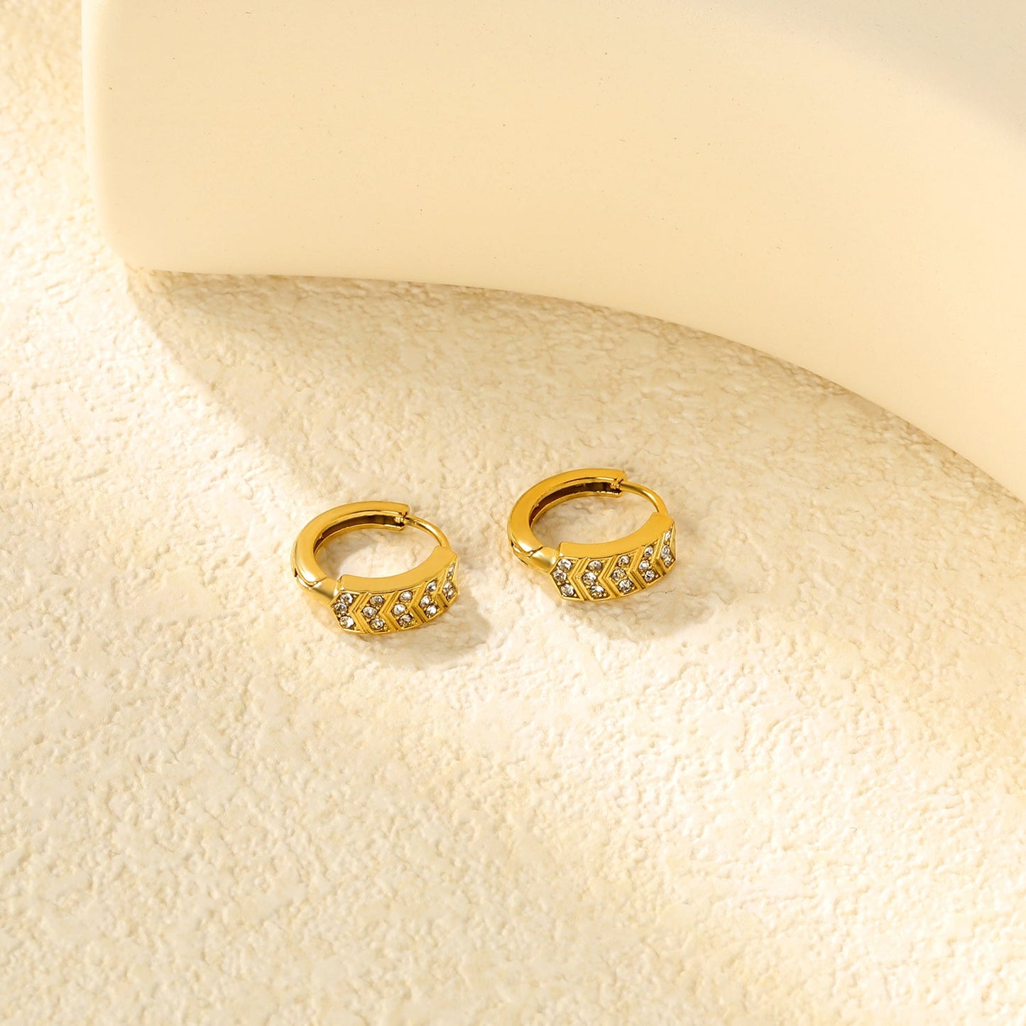 4.5 x 11mm hexagonal with imitation white Czech diamonds, earring hook 2.2 x inner diameter 10mm, gold-colored earrings asonjewelry