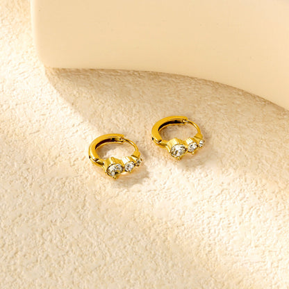 5.4 x 10.7mm Large Round White Zirconia Stud Earrings with 2.2mm Post and 10mm Inner Diameter, Gold asonjewelry