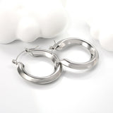 Hollow opening round corner earrings 6*32mm thick steel/golden