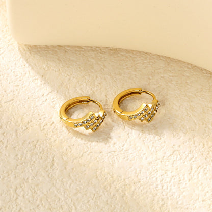 6.4 x 10.9mm diagonal rectangular white zirconia stud earrings with 2.2mm post and 10mm inner diameter, gold-plated asonjewelry