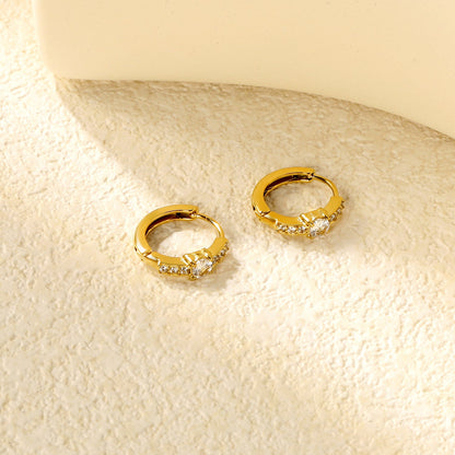 3.6 x 11.5mm round with white zirconia, earring hook 2.2 x inner diameter 10mm, gold-colored earrings asonjewelry