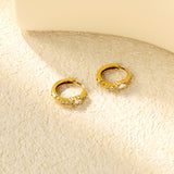3.6 x 11.5mm round with white zirconia, earring hook 2.2 x inner diameter 10mm, gold-colored earrings