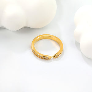 H3mm CNC Cross shape white zirconium ring steel color/golden