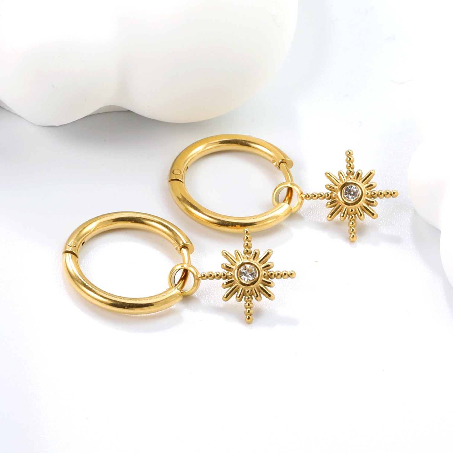 2*12mm I.D. earrings+11.2mm Polaris with white pearl/white/green zirconia earrings Gold color asonjewelry