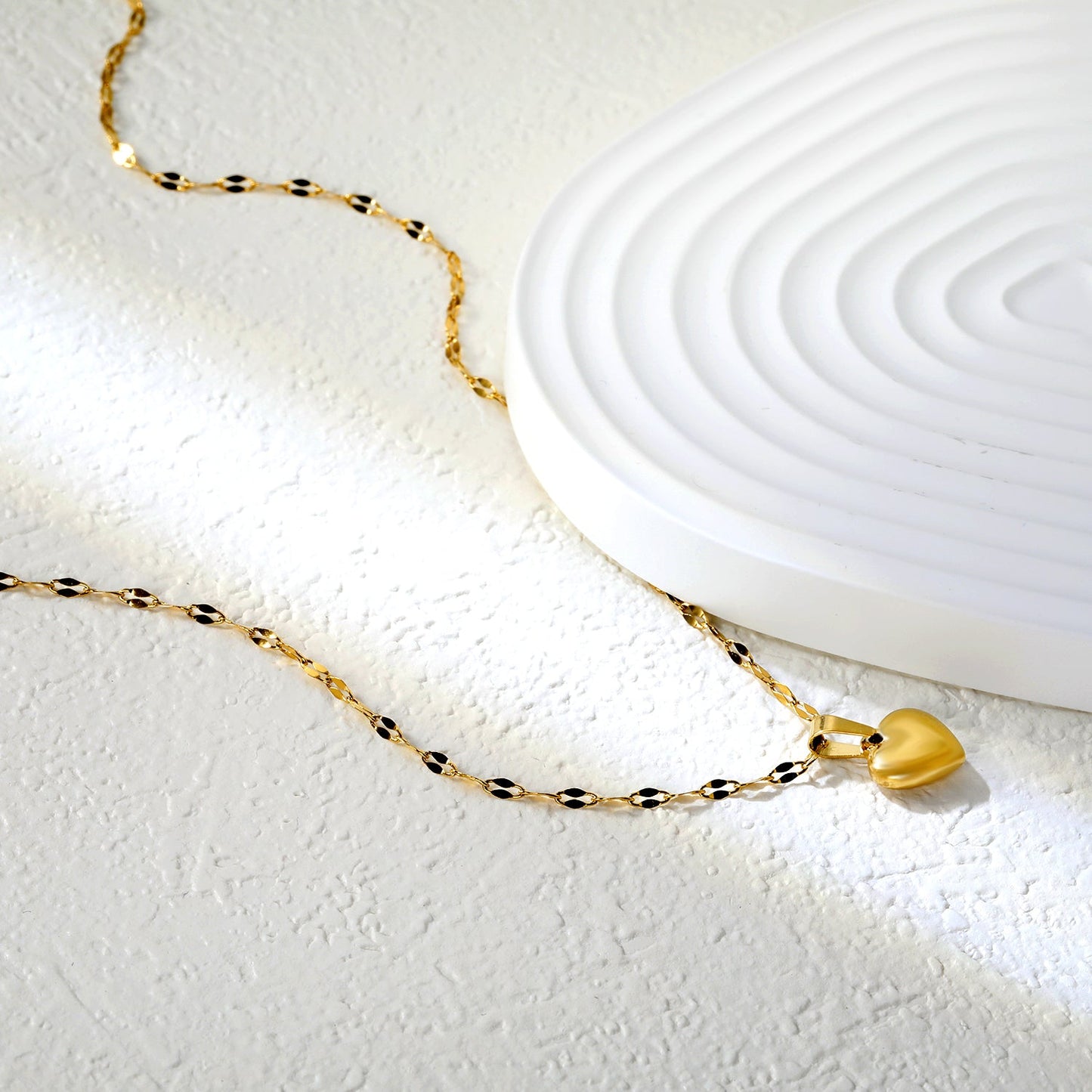 10.6x11mm 3D heart pendant lip chain 40+5cm necklace, gold asonjewelry