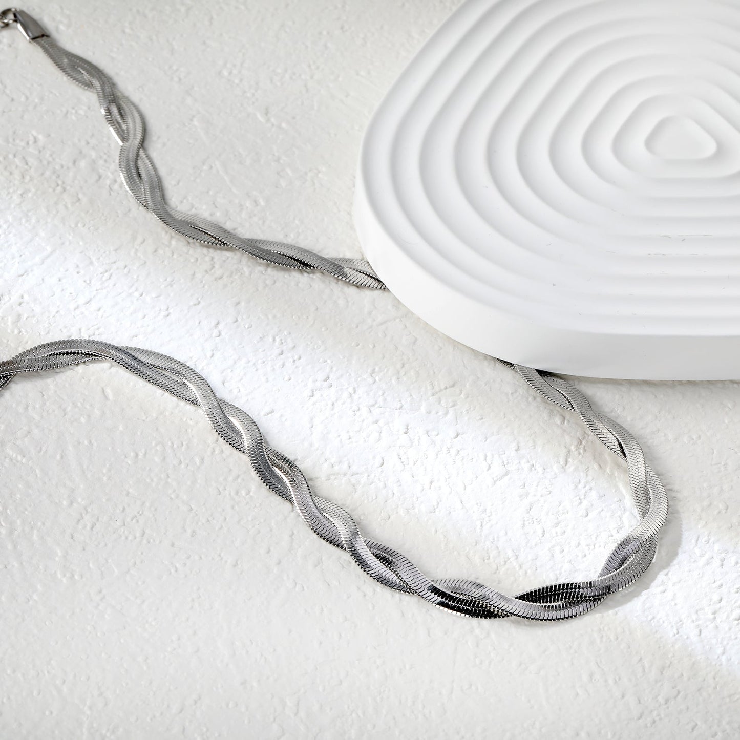 5.9mm*45+5cm Crossed Double Strand Necklace Steel/Golden asonjewelry