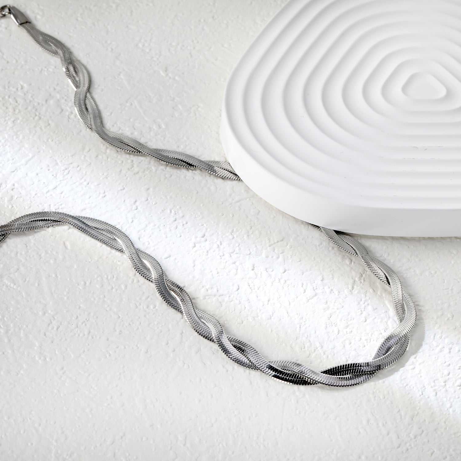 5.9mm*45+5cm Crossed Double Strand Necklace Steel/Golden asonjewelry