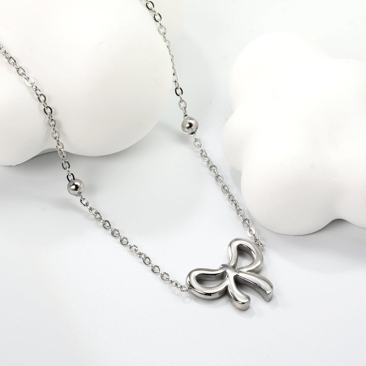 Bow Pendant Necklace 40+5cm asonjewelry