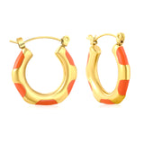 22*23mm Bamboo-Knot Drop Earrings in Dark Red/Black/Orange with Gold Accents