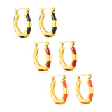 22*23mm Bamboo-Knot Drop Earrings in Dark Red/Black/Orange with Gold Accents
