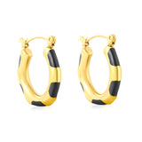 22*23mm Bamboo-Knot Drop Earrings in Dark Red/Black/Orange with Gold Accents