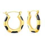 22*23mm Bamboo-Knot Drop Earrings in Dark Red/Black/Orange with Gold Accents