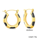 22*23mm Bamboo-Knot Drop Earrings in Dark Red/Black/Orange with Gold Accents
