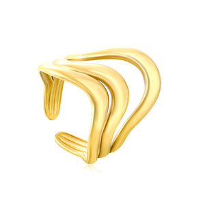 19.7mm Irregular Wavy Open Ring Gold 8