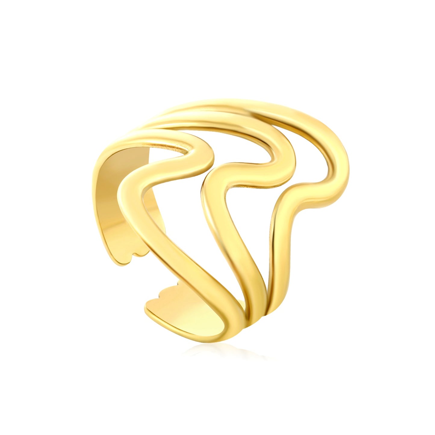 Wavy Curved Open Ring Gold 8 asonjewelry