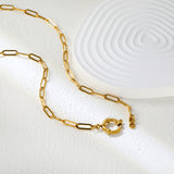 1.0 x 4 x 12 cm long flat cross chain * 40 cm + round clasp outer diameter 14.3 mm necklace, gold