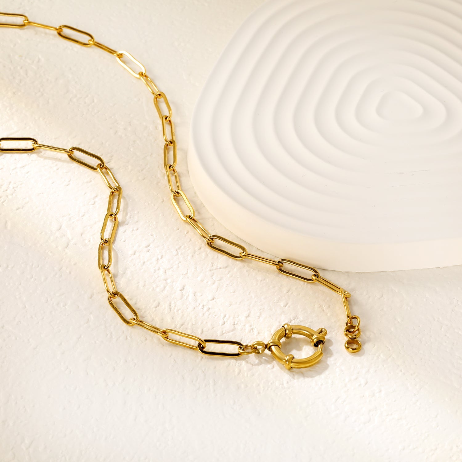 1.0 x 4 x 12 cm long flat cross chain * 40 cm + round clasp outer diameter 14.3 mm necklace, gold asonjewelry