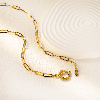 1.0 x 4 x 12 cm long flat cross chain * 40 cm + round clasp outer diameter 14.3 mm necklace, gold asonjewelry