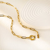 1.0 x 4 x 12 cm long flat cross chain * 40 cm + round clasp outer diameter 14.3 mm necklace, gold