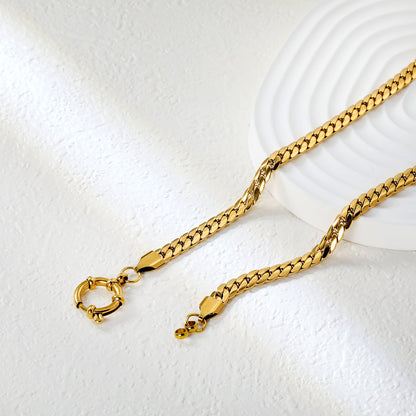 5.0NK gold dragon chain + 43cm + round clasp outer diameter 14.1mm necklace, gold asonjewelry