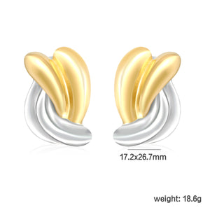 17.2mm x 26.7mm Two-Tone Twisted Earrings, Two-Tone Gold