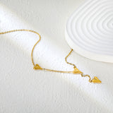 8 x 10.2mm 3 heart-shaped accessories 40+5cm+6mm round pendant necklace, gold