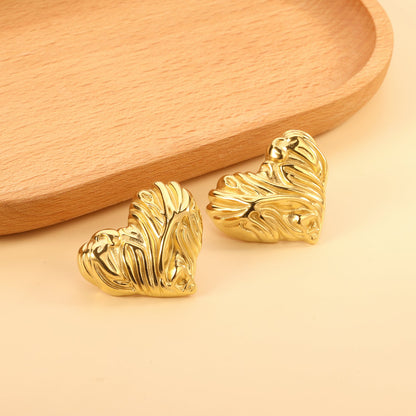 Textured Heart Earrings 35*28mm asonjewelry
