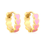 4*14mm Black/Pink/Blue/Orange Teardrop Heart Stud Earrings in Gold