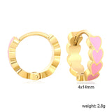 4*14mm Black/Pink/Blue/Orange Teardrop Heart Stud Earrings in Gold