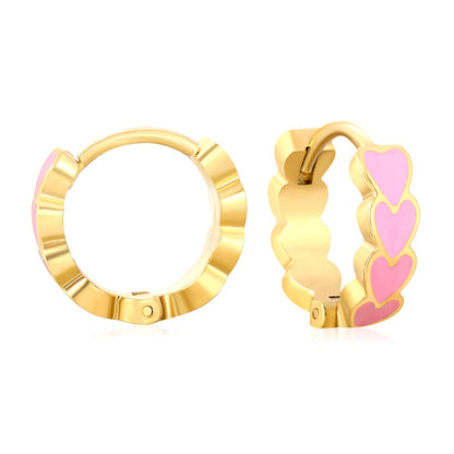 4*14mm Black/Pink/Blue/Orange Teardrop Heart Stud Earrings in Gold asonjewelry