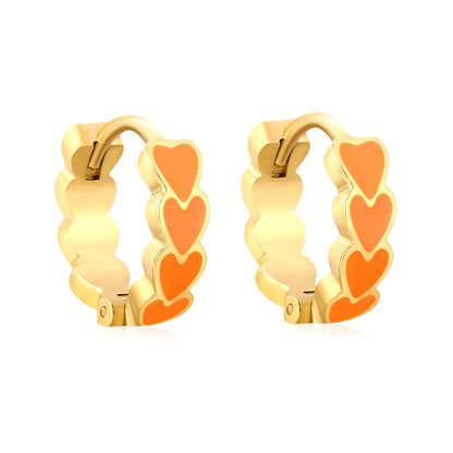 4*14mm Black/Pink/Blue/Orange Teardrop Heart Stud Earrings in Gold asonjewelry
