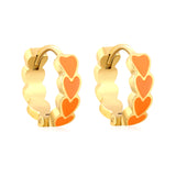 4*14mm Black/Pink/Blue/Orange Teardrop Heart Stud Earrings in Gold