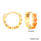 4*14mm Black/Pink/Blue/Orange Teardrop Heart Stud Earrings in Gold