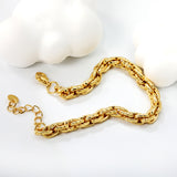 Thick 6mm Chain 17+3cm+6mm Round Tag Bracelet Golden