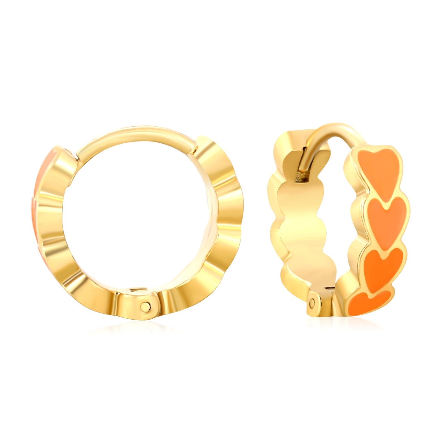 4*14mm Black/Pink/Blue/Orange Teardrop Heart Stud Earrings in Gold asonjewelry