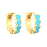 4*14mm Black/Pink/Blue/Orange Teardrop Heart Stud Earrings in Gold