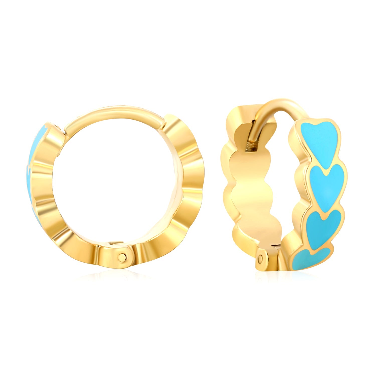 4*14mm Black/Pink/Blue/Orange Teardrop Heart Stud Earrings in Gold asonjewelry