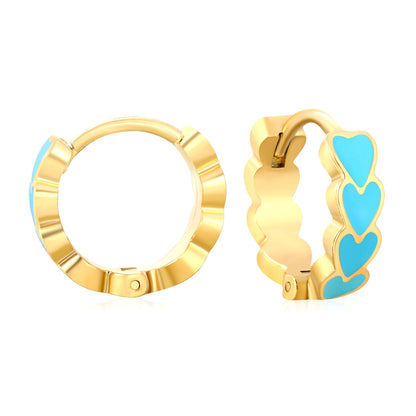 4*14mm Black/Pink/Blue/Orange Teardrop Heart Stud Earrings in Gold asonjewelry