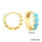 4*14mm Black/Pink/Blue/Orange Teardrop Heart Stud Earrings in Gold