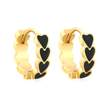 4*14mm Black/Pink/Blue/Orange Teardrop Heart Stud Earrings in Gold