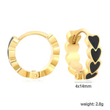 4*14mm Black/Pink/Blue/Orange Teardrop Heart Stud Earrings in Gold