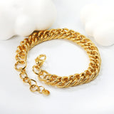 Wire 1.8*W9.3mm Chain 17+3cm+6mm Round Tag Bracelet Gold Color