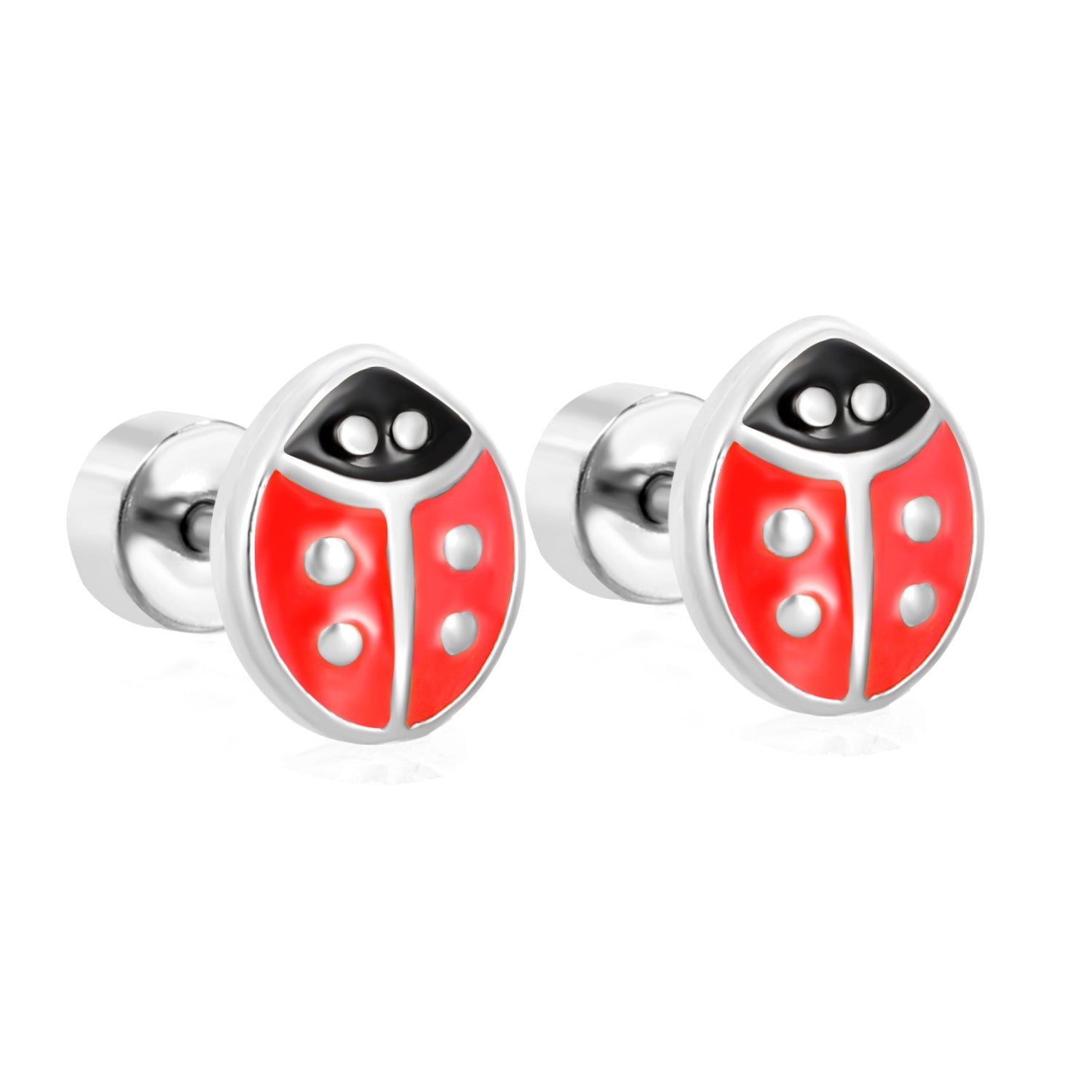 6*7.3mm Ladybug Twisted Screw Plug Stud Earrings steel color/golden color asonjewelry